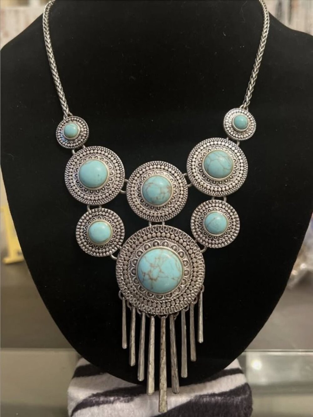 Lucky Brand Silver-Tone Turquoise Necklace